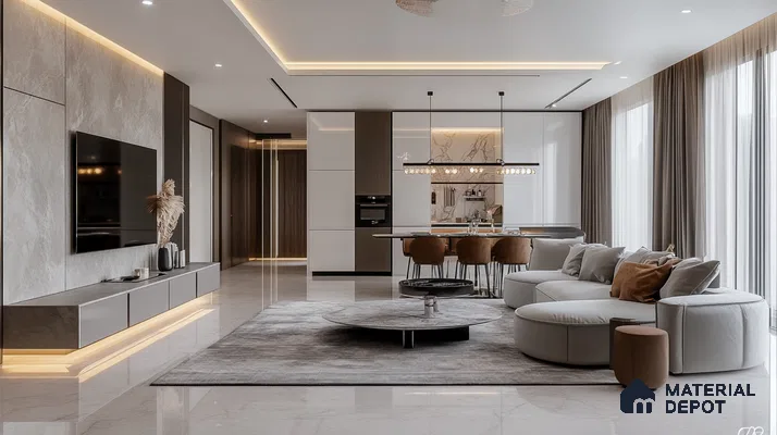Sleek and Sophisticated: A Modern Open-Concept Living Space | Material Depot
