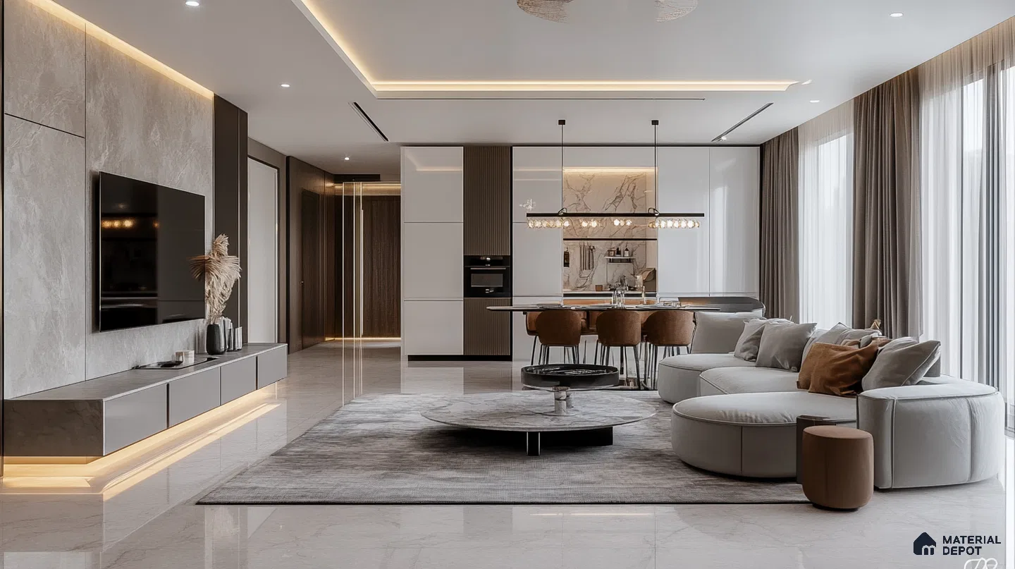 Sleek and Sophisticated: A Modern Open-Concept Living Space | Material Depot
