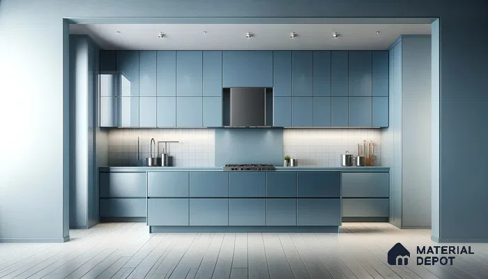 Sleek Azure Modern Kitchen with a Touch of Blue Sophistication | Material Depot