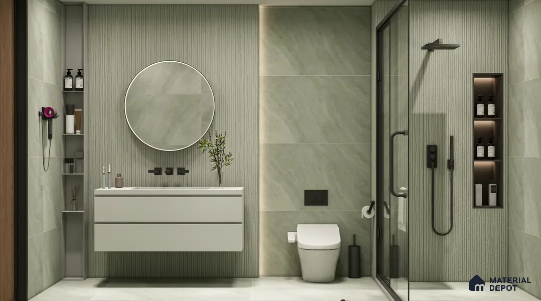Marble Floor & Wall Tile | TL 00681 Olive Green 4 ft x 2 ft Matte Finish Full Body Vitrified Tile - 9 mm | Suitable For Living Room, Bedroom, Dining Area