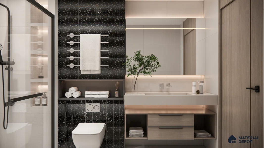 Faux Subway Wall Tile TL 00231 D Kitkat Black 1 ft x 1 ft Matte Finish Ceramic Tile - 9 mm | Suitable For Kitchen, Bathroom, Dining Area | Please Expect a Slight Variation of Pattern