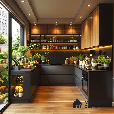 Sleek Black And Wood Kitchen Design | Material Depot
