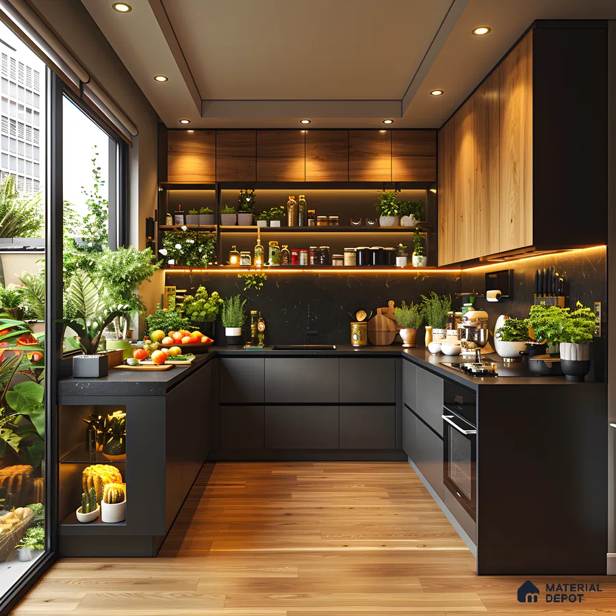 Sleek Black And Wood Kitchen Design | Material Depot