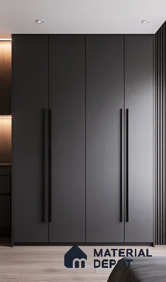 Sleek Black Matte Wardrobe for a Modern Minimalist Bedroom | Material Depot