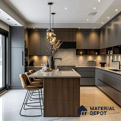 Sleek Dark Minimalist Kitchen. | Material Depot
