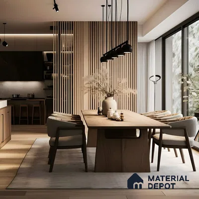 Minimalist Living Room with Textured Wall and Modern Decor | Material Depot