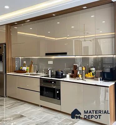 Sleek Kitchen Design With High-Gloss Cabinets | Material Depot