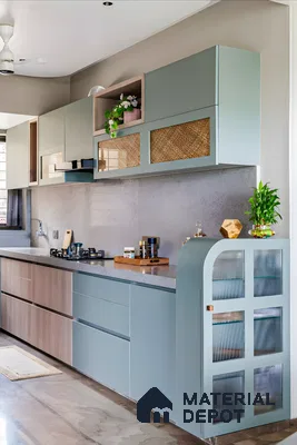 Sleek Kitchen Design With Sleek Pink Laminates | Material Depot