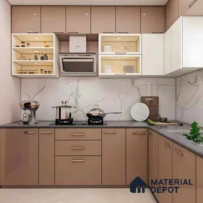 Sleek Kitchen With Marble Backsplash | Material Depot