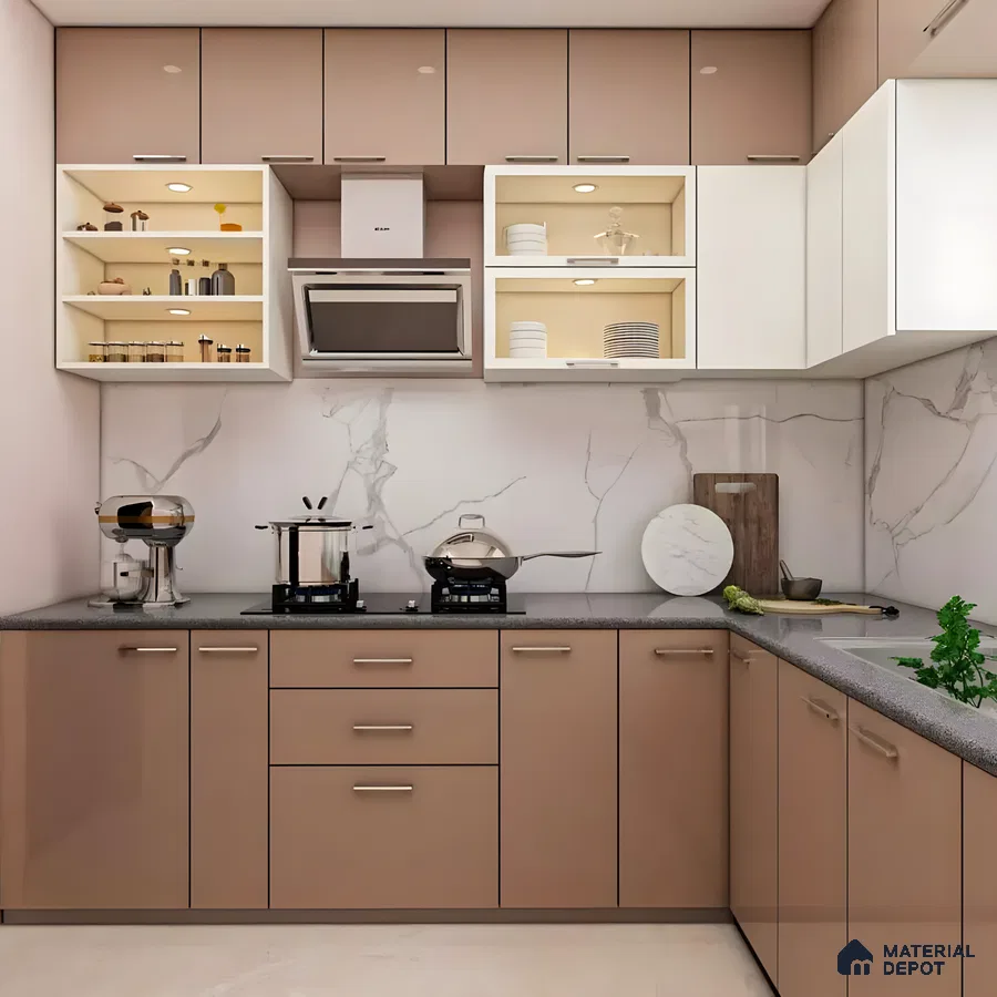 Sleek Kitchen With Marble Backsplash | Material Depot