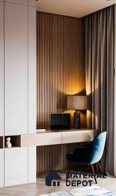 Sleek Laminate With Wooden Panels Study Room | Material Depot