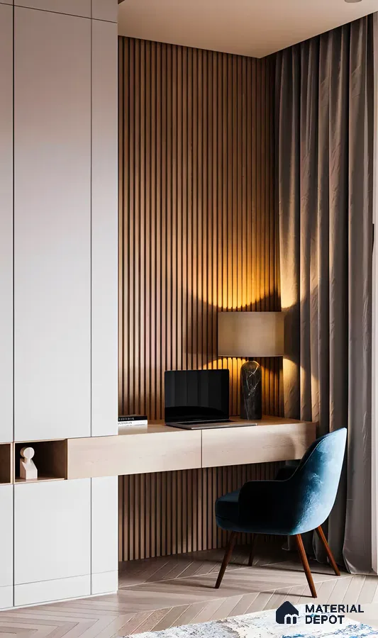 Sleek Laminate With Wooden Panels Study Room | Material Depot