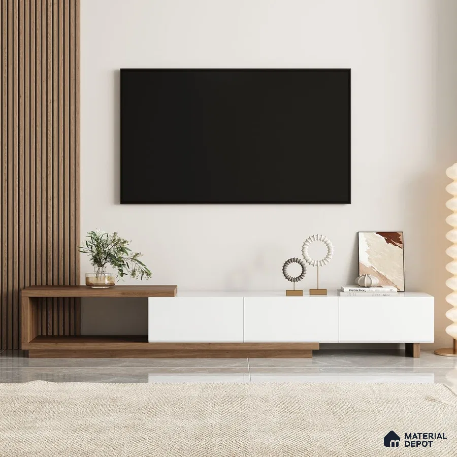 Sleek Minimalist Living Room with Contrasting Textures and Clean Lines | Material Depot