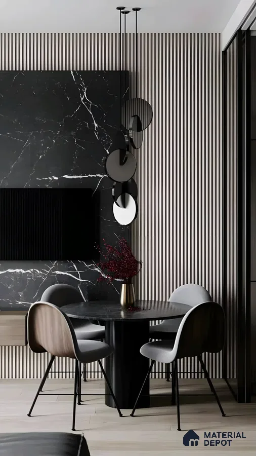 Sleek Modern Dining Corner with Marble Accents | Material Depot