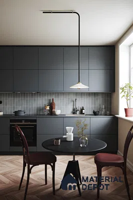 Sleek Modern Kitchen with Dark Gray Cabinets | Material Depot