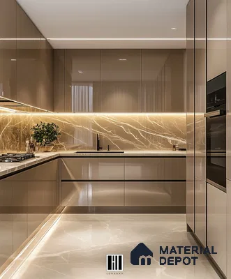 Sleek Modern Kitchen with Illuminated Marble | Material Depot