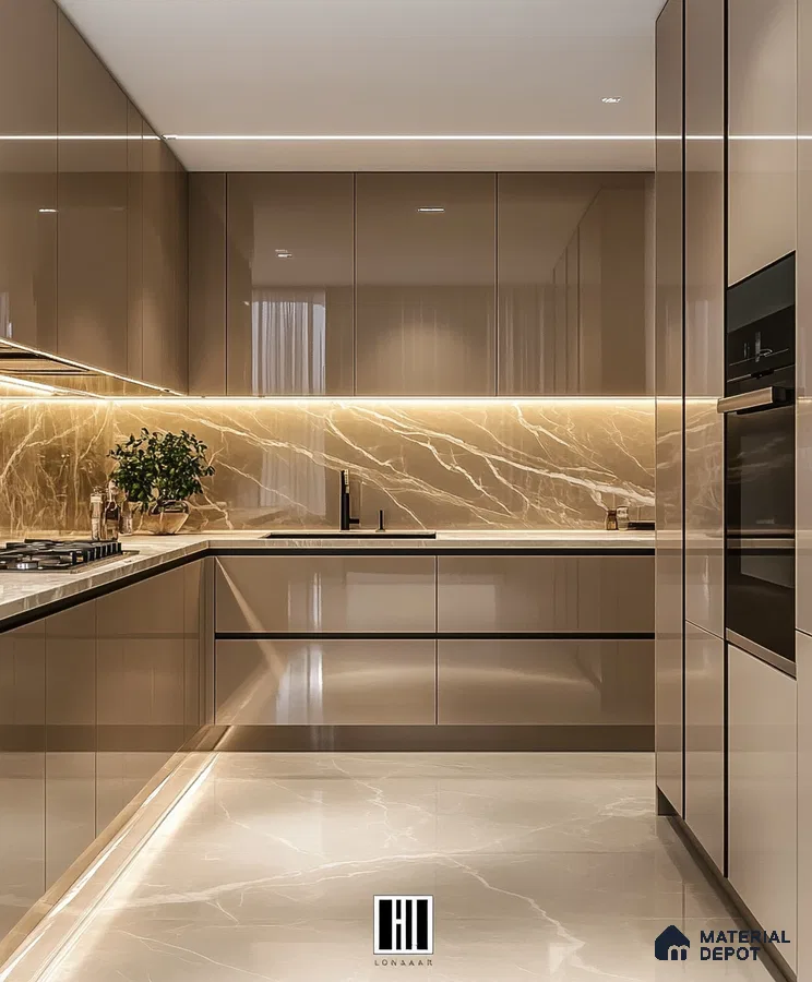 Sleek Modern Kitchen with Illuminated Marble | Material Depot