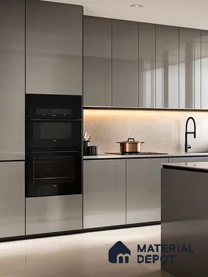 Sleek Onyx Kitchen with Integrated Lighting | Material Depot