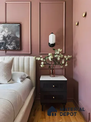 Sleek Pink Laminates Bedroom With Natural Wooden Flooring | Material Depot