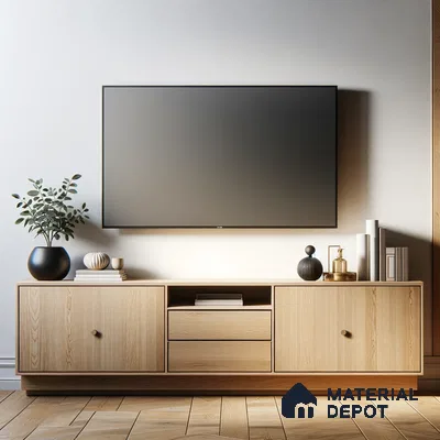 Sleek Scandinavian Living Room with Minimalist TV Stand Design | Material Depot
