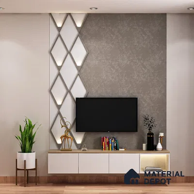Contemporary White TV Unit with Spacious Drawers.