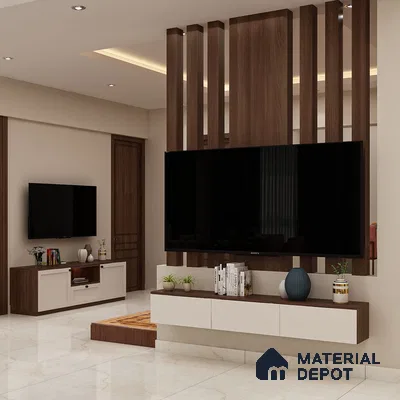 Modern TV Unit with Closed Drawers - Sleek Storage.