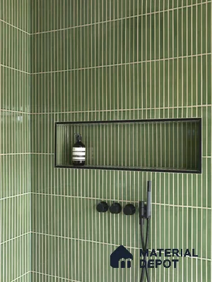 Sleek Vertical Green Tiles for a Minimalist Design | Material Depot