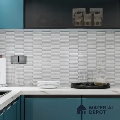 Faux Subway Wall Tile TL 04689 Pencil Kitkat Solara Moonlight Grey 2 ft x 1 ft Ceramic Glossy Finish - 9 mm | Suitable For Kitchen, Bathroom Walls and Backsplashes | Please Expect a Slight Variation of Pattern