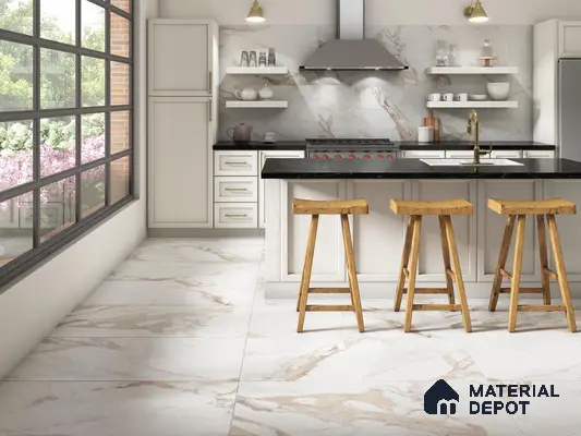 Kitchen countertop with black and white marble