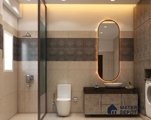 Chic Serenity: Modern Bathroom in Soothing Browns