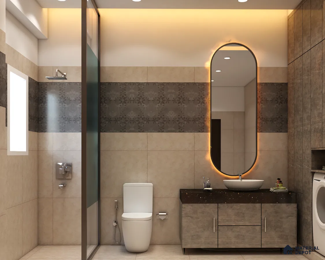 Chic Serenity: Modern Bathroom in Soothing Browns