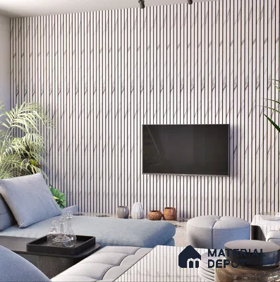 White Marble Louver PN 00391 10 ft x 12 inch PVC Panel - 10 mm | Suitable for Feature Wall, TV Unit & Living Room | Width is Subjected to 5% Variation