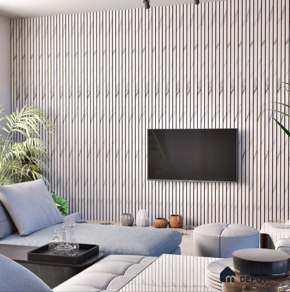 White Marble Louver PN 00391 10 ft x 12 inch PVC Panel - 10 mm | Suitable for Feature Wall, TV Unit & Living Room | Width is Subjected to 5% Variation