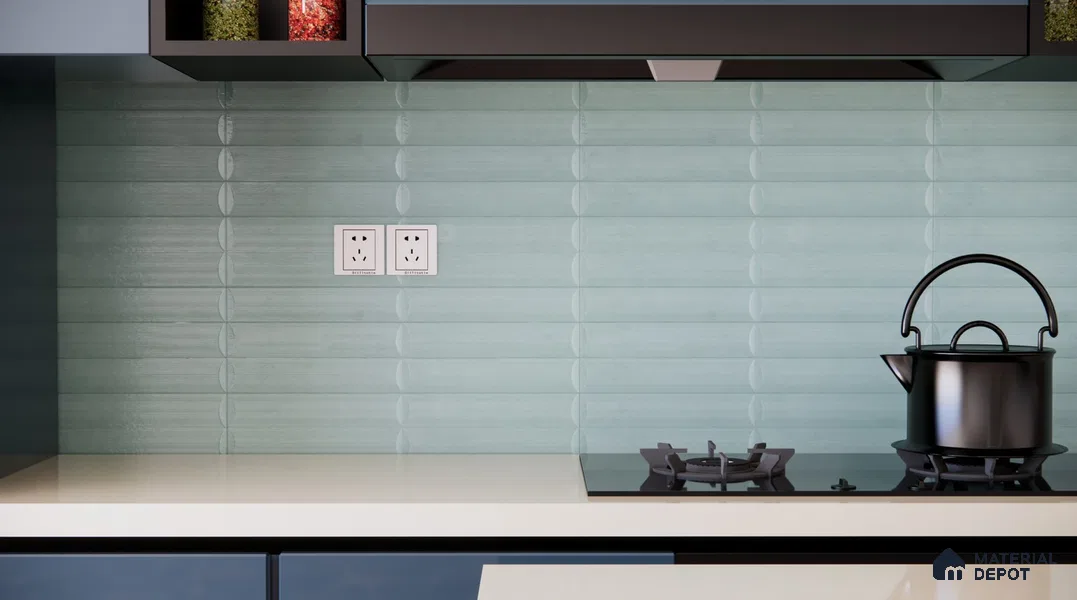Faux Subway Wall Tile TL 05753 C Tones Ridge Sky 1 ft x 1 ft Ceramic Matte Finish - 9 mm | Suitable For Kitchen, Bathroom, Dining Area | Please Expect a Slight Variation of Pattern