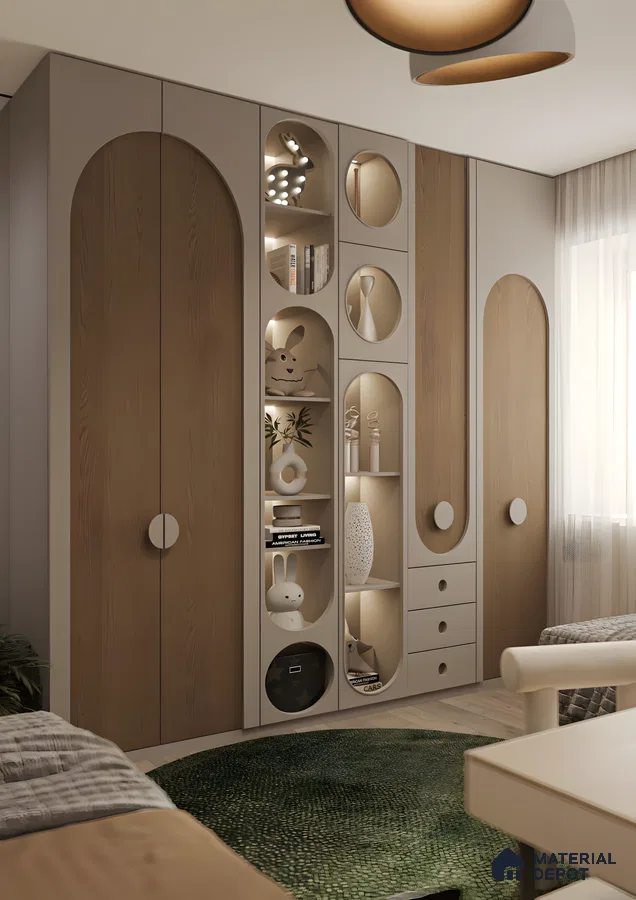 Soft Tones and Smooth Arches: A Contemporary Storage Solution | Material Depot