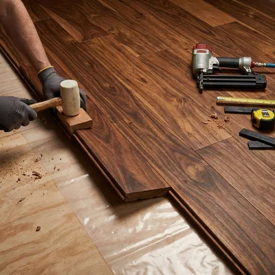 Closeup installation image of Solid Wood Floor