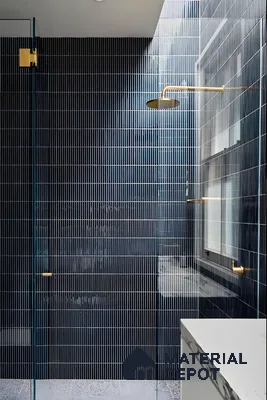 Sophisticated Bathroom with Blue Subway Tiles | Material Depot