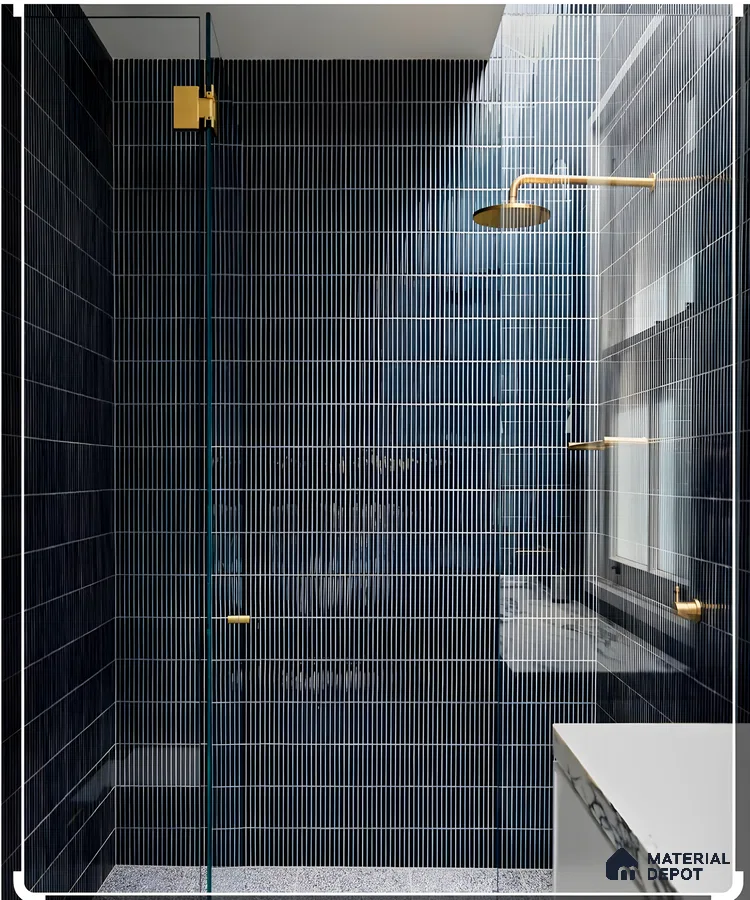 Sophisticated Bathroom with Blue Subway Tiles | Material Depot