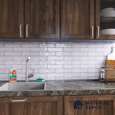 Sophisticated Harmony Dark Grey and Wooden Accents in Kitchen | Material Depot