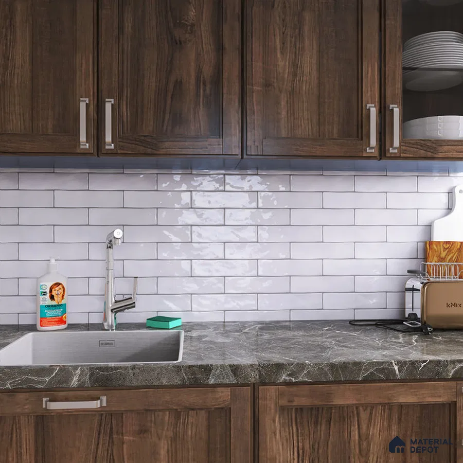 Sophisticated Harmony Dark Grey and Wooden Accents in Kitchen | Material Depot