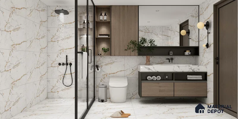 Marble Wall & Floor Tile TL 05115 B Marblis Frosted Pearl 4 ft x 2 ft Vitrified Endless Carving Matte Finish - 9 mm (Random 4) | Suitable for Living Room, Bedroom & Bathroom