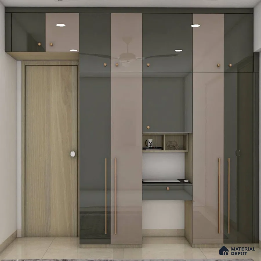 Chic Beige & Grey Wardrobe with Glossy Finish