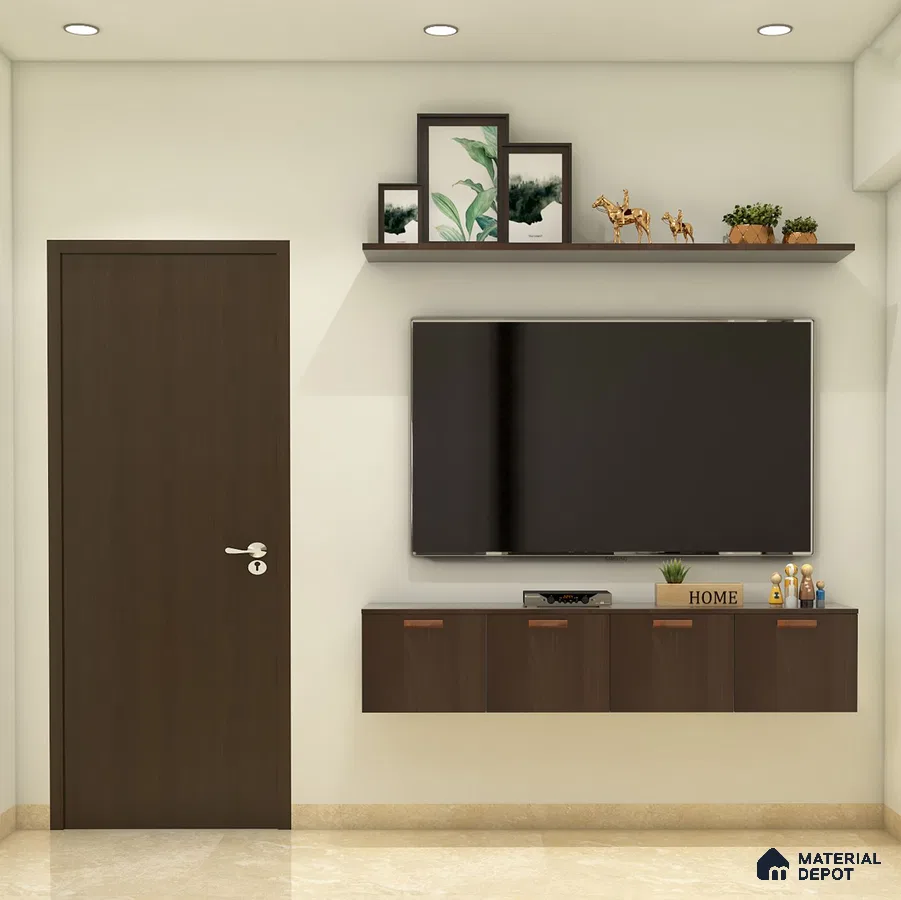 Compact TV Unit with Wall Shelves.