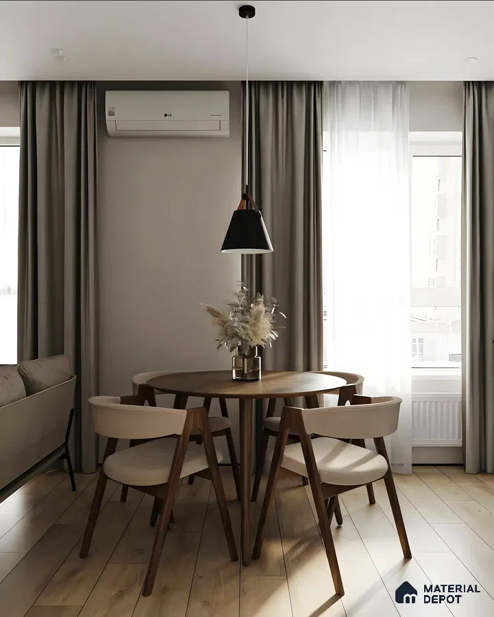 Spacious Dining Area With Laminate Wood Floor | Material Depot