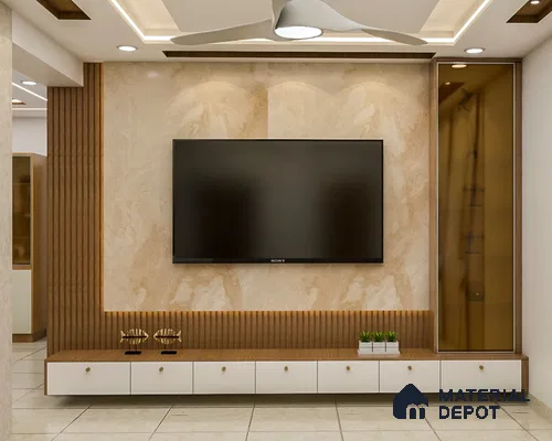 Spacious TV Unit with Fluted Panel