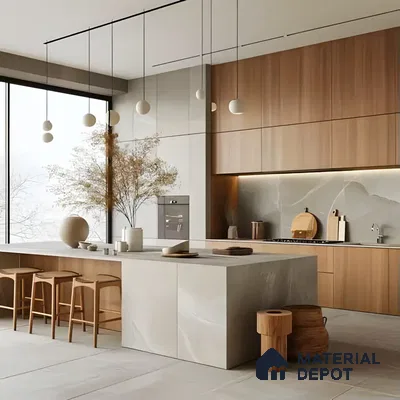 Spacious Kitchen With Wooden Cabinets | Material Depot
