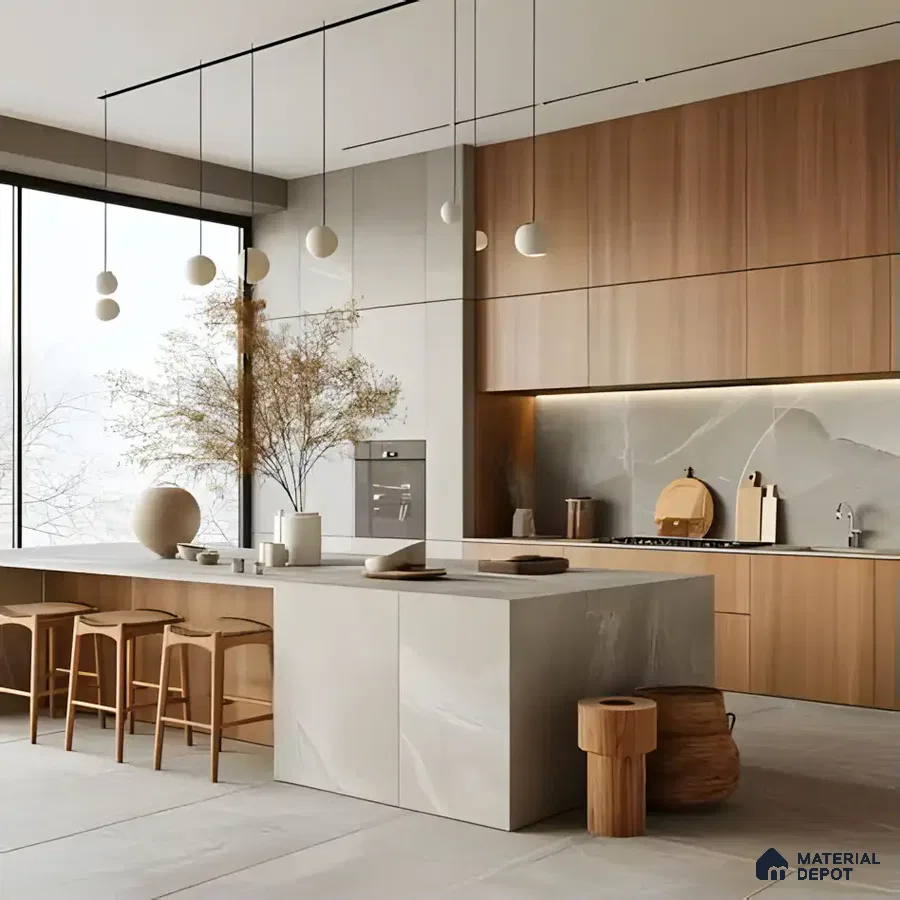Spacious Kitchen With Wooden Cabinets | Material Depot