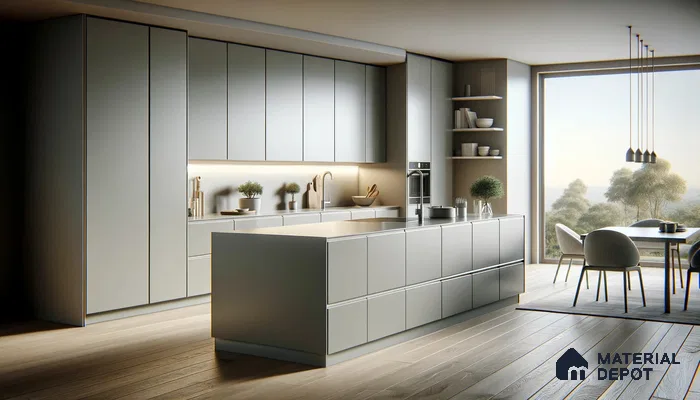 Spacious Modern Kitchen with Neutral Palette and Open Layout | Material Depot