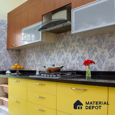 Sleek straight kitchen in a Noida 3 BHK flat