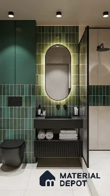 Vibrant Green and Gold Bathroom Design | Material Depot